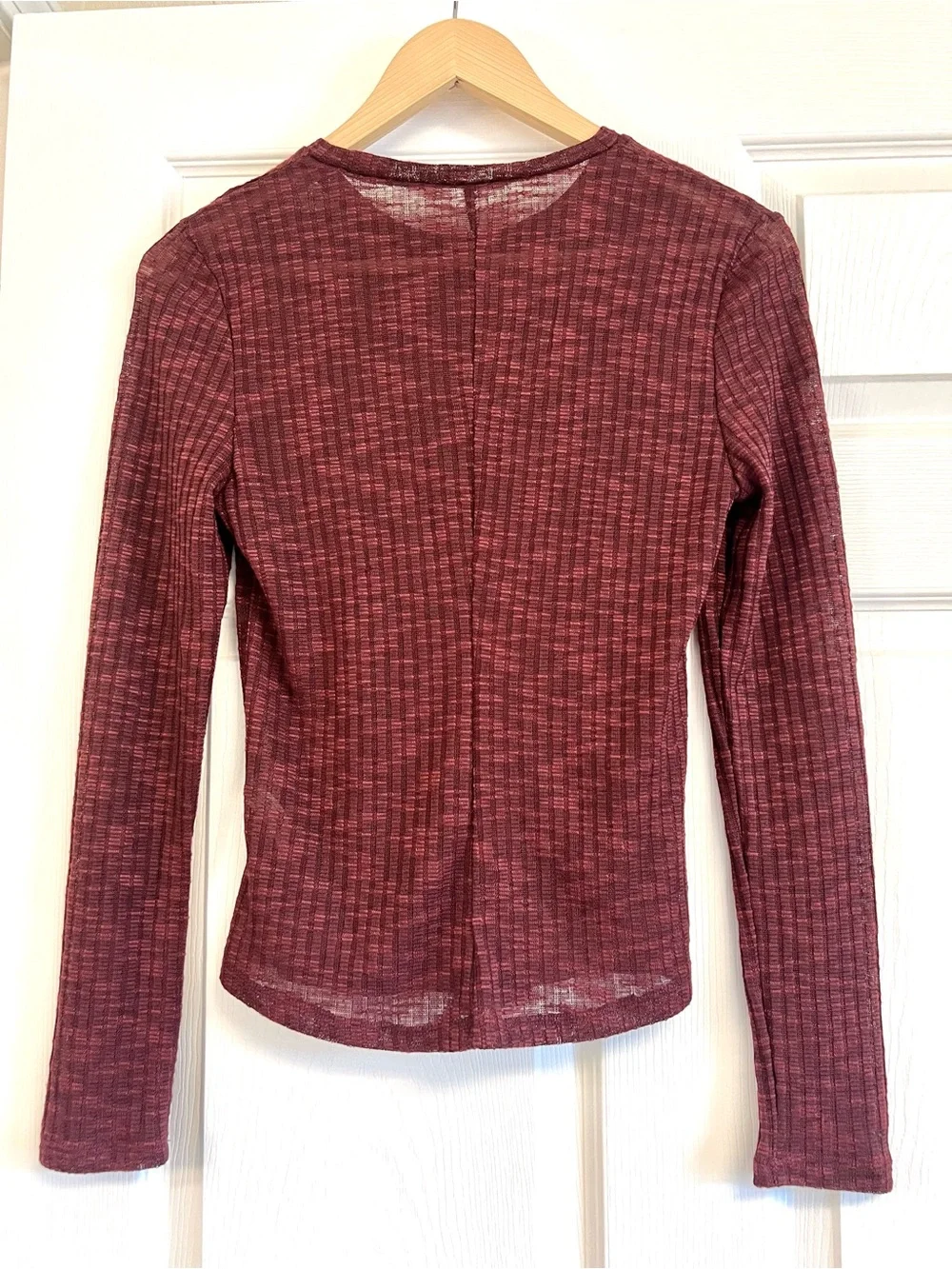 Free People Intimately Aura Burgundy Ribbed Knit Long Sleeve Layering Top S